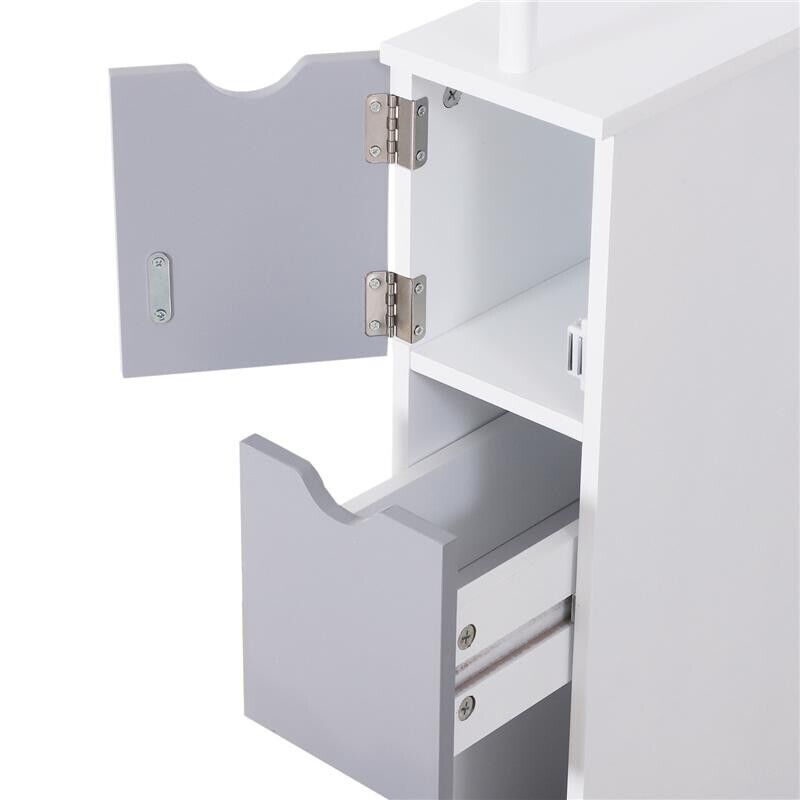 MOBILETTO A COLONNA DA BAGNO SALVASPAZIO 15X33X136 CM IN LEGNO BIANCO E GRIGIO