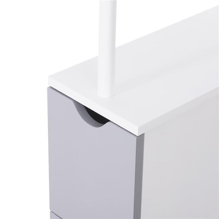 MOBILETTO A COLONNA DA BAGNO SALVASPAZIO 15X33X136 CM IN LEGNO BIANCO E GRIGIO