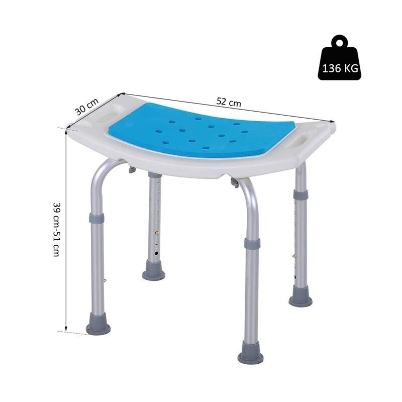 SGABELLO DA DOCCIA ALLUMINIO E PLASTICA ANTISCIVOLO ALTEZZE REGOLABILI