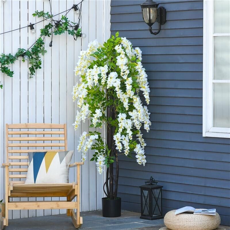 PIANTA ARTIFICIALE GLICINE BIANCO FINTO 165 CM PER INTERNI ED ESTERNI