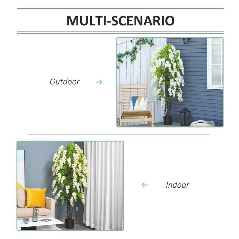 PIANTA ARTIFICIALE GLICINE BIANCO FINTO 165 CM PER INTERNI ED ESTERNI