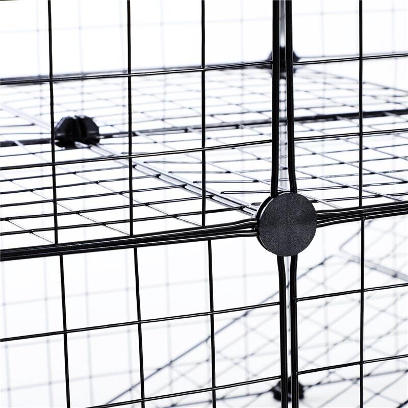 RECINTO GABBIA ANIMALI DOMESTICI IN METALLO NERO 36 PANNELLI 35 X 35 CM