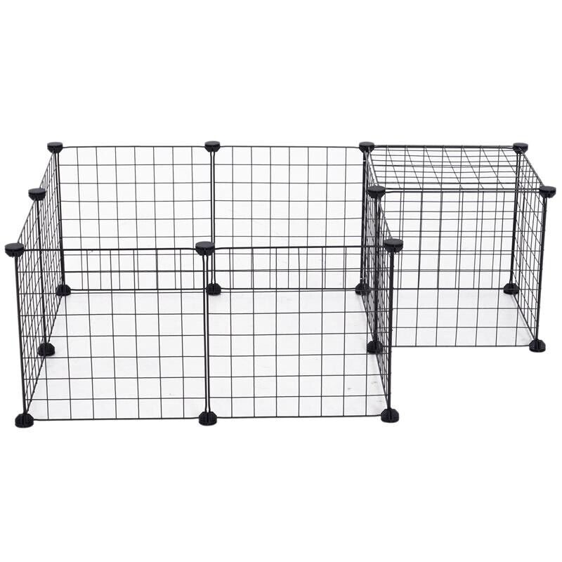 RECINTO MODULARE PER ANIMALI DOMESTICI NERO 12 MODULI 35X35CM