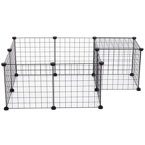 RECINTO MODULARE PER ANIMALI DOMESTICI NERO 12 MODULI 35X35CM