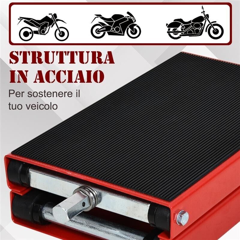 CAVALLETTO ALZA MOTO SOLLEVATORE A FORBICE IN ACCIAIO CON PIATTAFORMA RIVESTITA