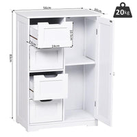 MOBILETTO DA BAGNO CON ANTA E CASSETTI 56 X 30 X 83 CM BIANCO