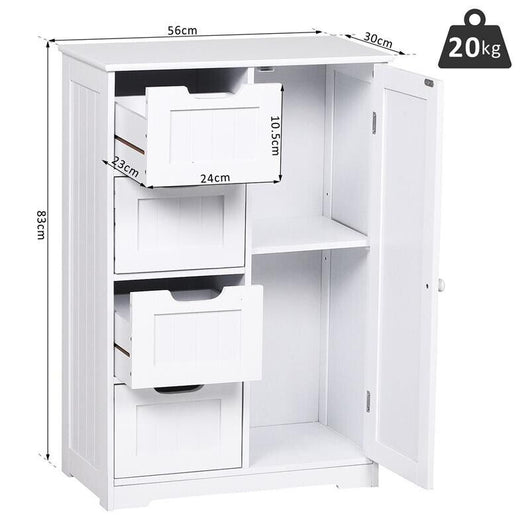 MOBILETTO DA BAGNO CON ANTA E CASSETTI 56 X 30 X 83 CM BIANCO