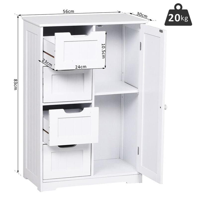 MOBILETTO DA BAGNO CON ANTA E CASSETTI 56 X 30 X 83 CM BIANCO