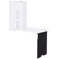 TAVOLO SCRIVANIA PIEGHEVOLE A MURO CON LAVAGNA 60 X 94.5 X 147 CM BIANCO E NERO