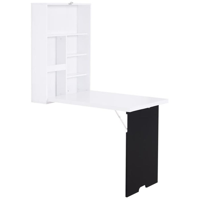 TAVOLO SCRIVANIA PIEGHEVOLE A MURO CON LAVAGNA 60 X 94.5 X 147 CM BIANCO E NERO