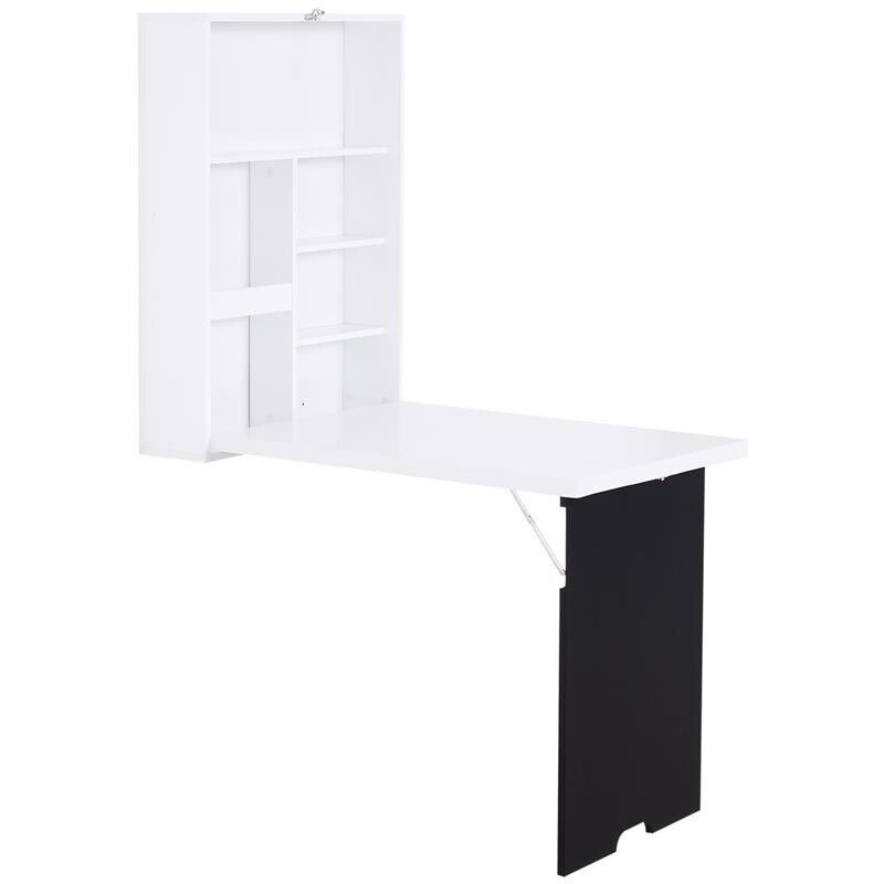 TAVOLO SCRIVANIA PIEGHEVOLE A MURO CON LAVAGNA 60 X 94.5 X 147 CM BIANCO E NERO