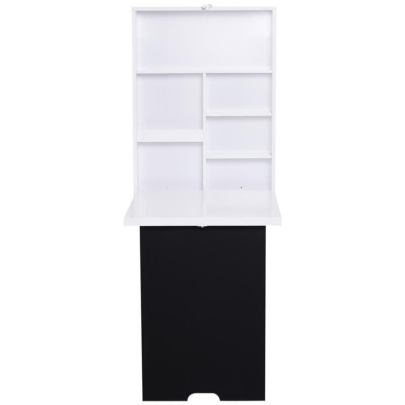 TAVOLO SCRIVANIA PIEGHEVOLE A MURO CON LAVAGNA 60 X 94.5 X 147 CM BIANCO E NERO