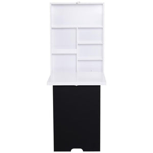 TAVOLO SCRIVANIA PIEGHEVOLE A MURO CON LAVAGNA 60 X 94.5 X 147 CM BIANCO E NERO