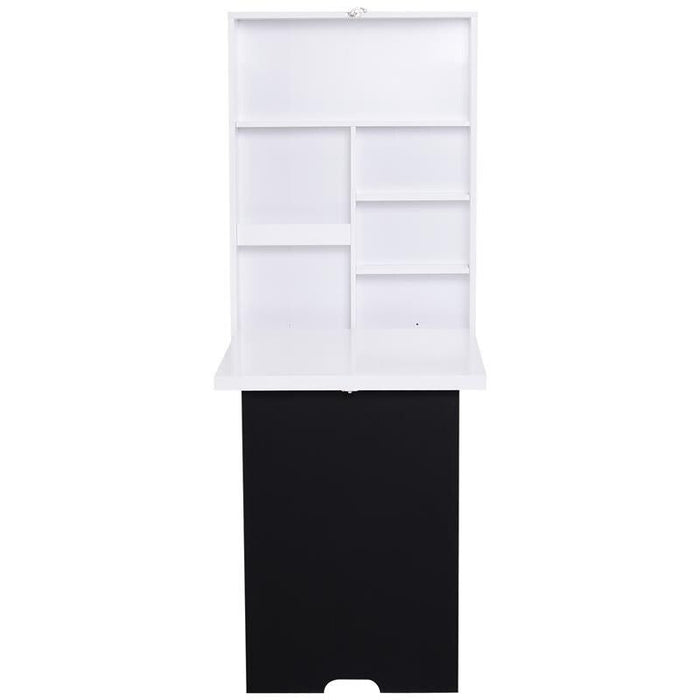 TAVOLO SCRIVANIA PIEGHEVOLE A MURO CON LAVAGNA 60 X 94.5 X 147 CM BIANCO E NERO