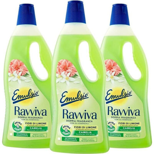 SET 3 EMULSIO DETERSIVO PAVIMENTO LIQUIDO 1LT RAVVIVA FIORI DI LIMONE E CAMELIA