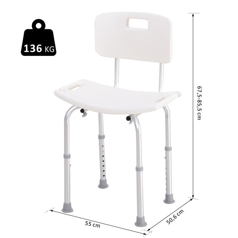 SEDIA PER DOCCIA CON SCHIENALE SEDIA DA VASCA ALTEZZA REGOLABILE ANTISCIVOLO