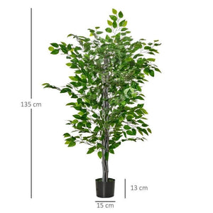 PIANTA ARTIFICIALE DI FICUS ALTA 135CM CON VASO IN COLORE VERDE