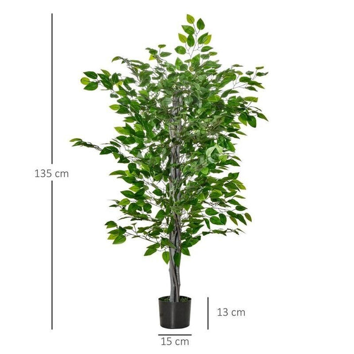 PIANTA ARTIFICIALE DI FICUS ALTA 135CM CON VASO IN COLORE VERDE