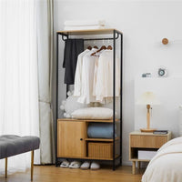 APPENDIABITI IN ACCIAIO E LEGNO STILE INDUSTRIALE CON SCARPIERA E RIPIANI