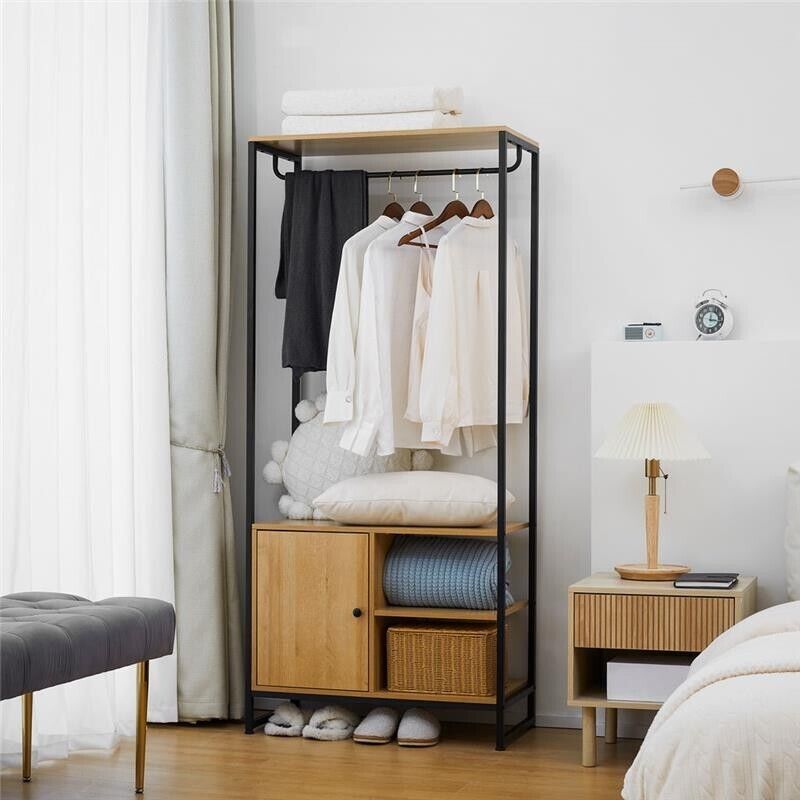 APPENDIABITI IN ACCIAIO E LEGNO STILE INDUSTRIALE CON SCARPIERA E RIPIANI