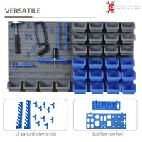 CASSETTA PORTAUTENSILI DA 44PZ CON SCATOLE REGOLABILI 54X22X95 CM BLU E GRIGIO