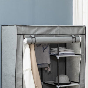 ARMADIO GUARDAROBA PORTATILE CON 6 RIPIANI APERTI 103X43X162.5 CM GRIGIO