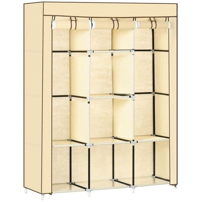 ARMADIO IN TESSUTO CON 8 RIPIANI E PORTA AVVOLGIBILE 125X43X162.5CM BEIGE