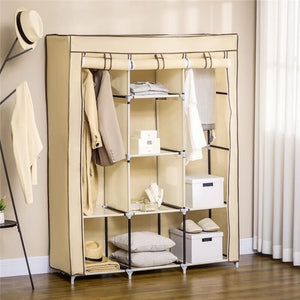 ARMADIO IN TESSUTO CON 8 RIPIANI E PORTA AVVOLGIBILE 125X43X162.5CM BEIGE