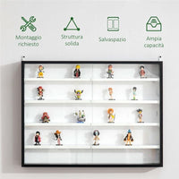 BACHECA CON 5 RIPIANI PORTAOGGETTI CON MENSOLE REGOLABILI 80 X 9,5 X 60 CM NERO E BIANCO