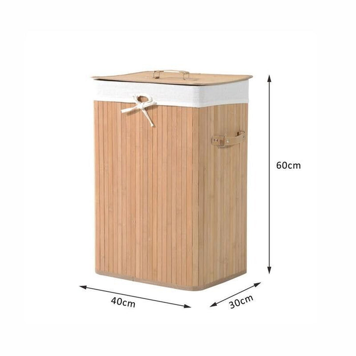 CESTA PORTABIANCHERIA IN BAMBÙ CON COPERCHIO E FODERA RIMOVIBILE NATURALE
