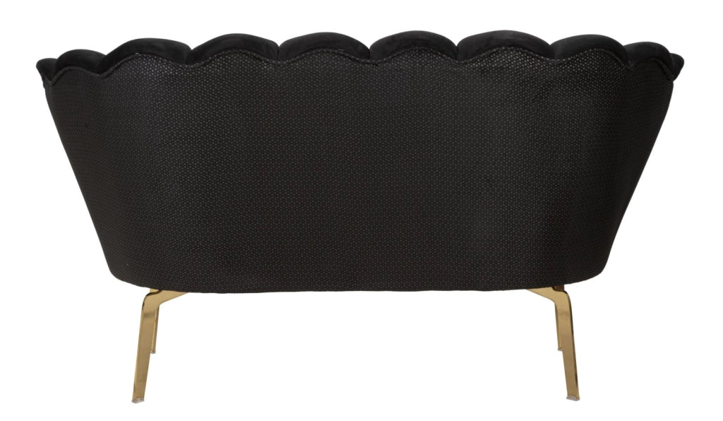 Divano in tessuto nero e metallo dorato 136x76x78cm Vienna Plus