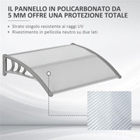 TETTOIA IN POLICARBONATO ANTI-UV DA ESTERNO PER PORTE E FINESTRE 100X80CM