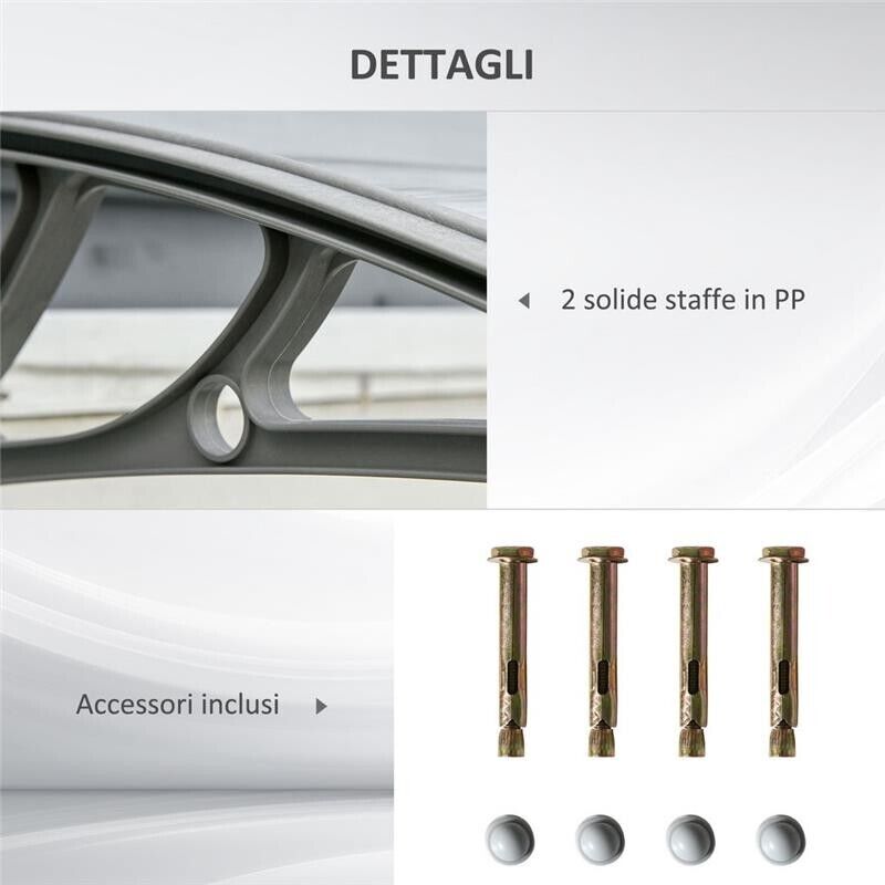 TETTOIA IN POLICARBONATO ANTI-UV DA ESTERNO PER PORTE E FINESTRE 100X80CM