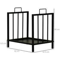 PORTALEGNA DA INTERNO ED ESTERNO IN METALLO CON 2 MANICI E BASE RIALZATA PER 50KG DI LEGNA NERO