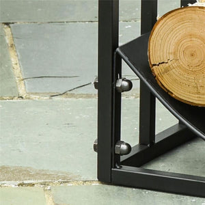 PORTALEGNA DA INTERNO ED ESTERNO IN METALLO CON RIPIANO CURVO FINO 60KG DI LEGNA NERO