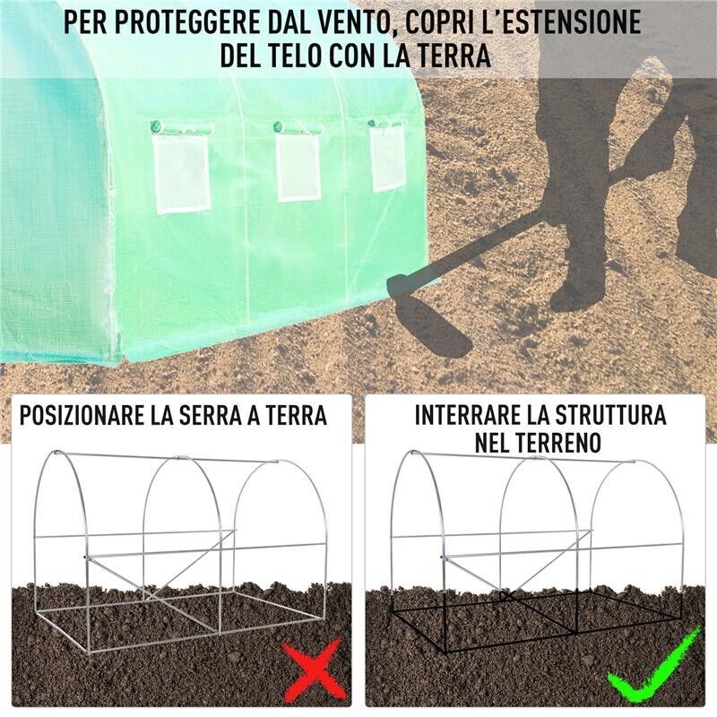 SERRA DA GIARDINO 3.5X3X2 M SERRA CON TETTO A SPIOVENTE IN PE PER PIANTE VERDE