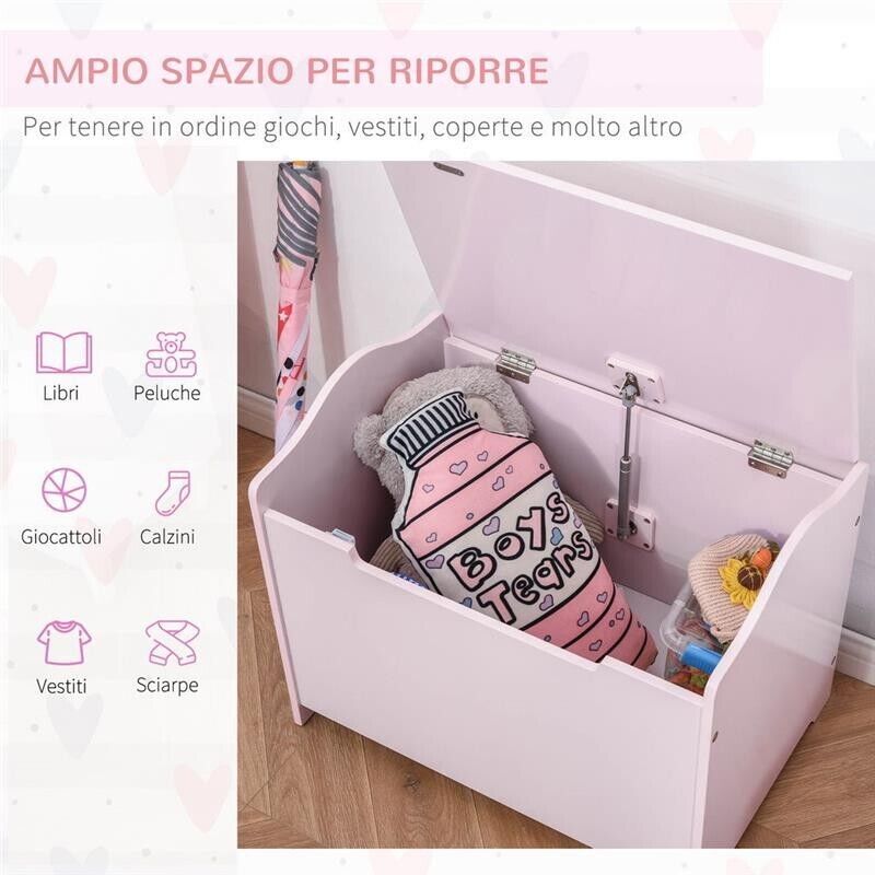 CASSAPANCA CONTENITORE PORTAGIOCHI IN LEGNO ROSA