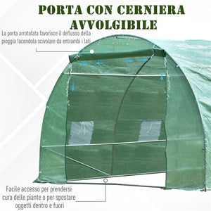 SERRA A TUNNEL PER PIANTE 6 X 3 X 2 M VERDE