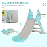 SCIVOLO PER BAMBINI CON CANESTRO BASKET ETÀ 2-4 ANNI GRIGIO E BLU