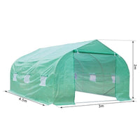 SERRA DA GIARDINO CON TETTO SPIOVENTE IN PE E TUBI D'ACCIAIO VERDE SCURO 4.5X3X2M