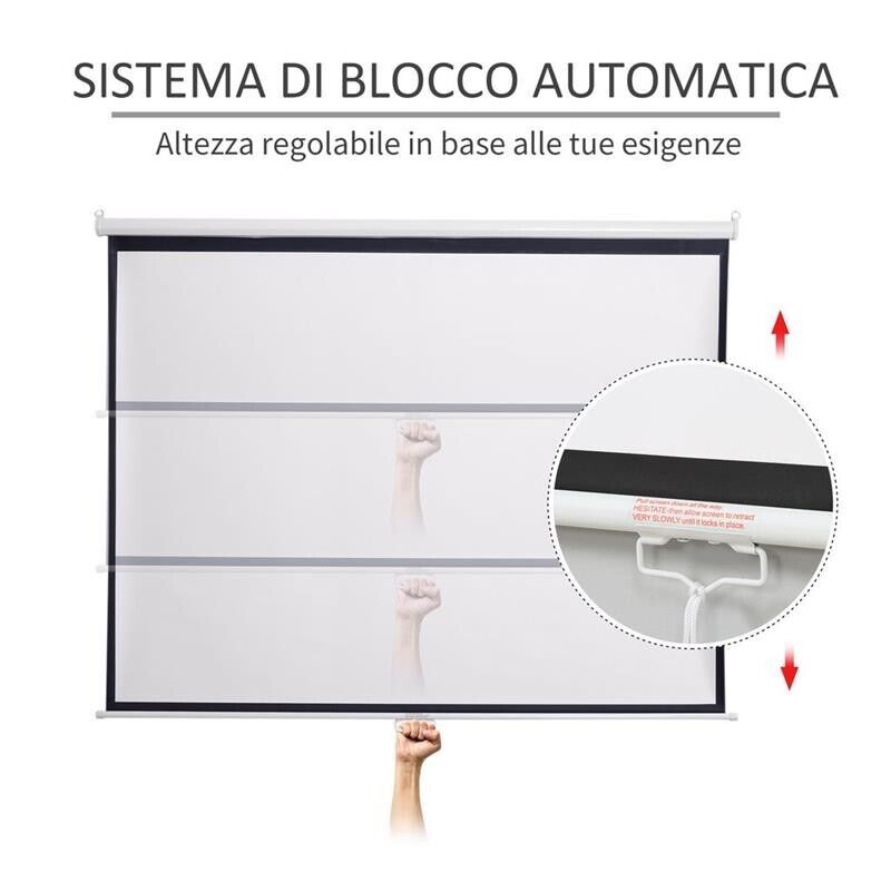 SCHERMO DI PROIEZIONE 100 POLLICI REGOLABILE 203 X 152 CM BIANCO NERO