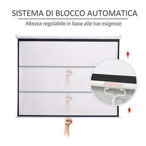 SCHERMO DI PROIEZIONE 100 POLLICI REGOLABILE 203 X 152 CM BIANCO NERO