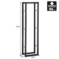 SCAFFALE PORTA LEGNA VERTICALE PER INTERNO IN FERRO NERO, 40X25X150CM