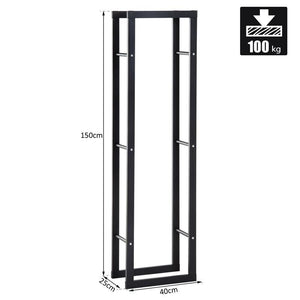 SCAFFALE PORTA LEGNA VERTICALE PER INTERNO IN FERRO NERO, 40X25X150CM