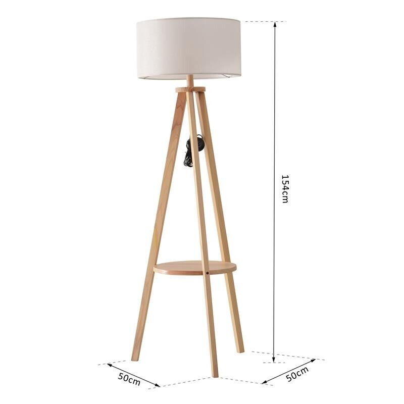 LAMPADA DA TERRA IN LEGNO E LINO CON INTERRUTTORE A PEDALE ALTEZZA 154 CM