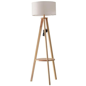 LAMPADA DA TERRA IN LEGNO E LINO CON INTERRUTTORE A PEDALE ALTEZZA 154 CM