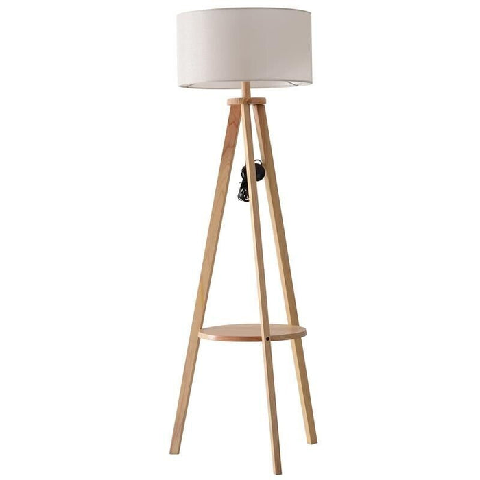 LAMPADA DA TERRA IN LEGNO E LINO CON INTERRUTTORE A PEDALE ALTEZZA 154 CM
