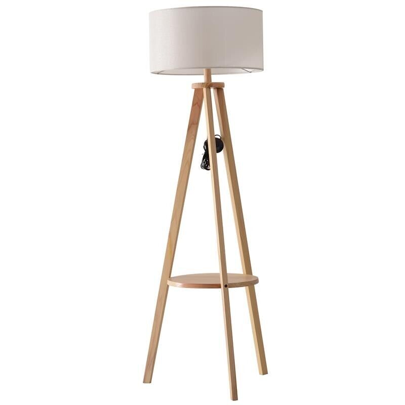 LAMPADA DA TERRA IN LEGNO E LINO CON INTERRUTTORE A PEDALE ALTEZZA 154 CM