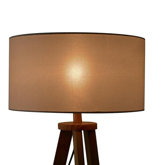 LAMPADA DA TERRA IN LEGNO E LINO CON INTERRUTTORE A PEDALE ALTEZZA 154 CM