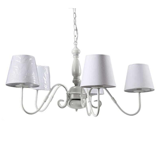 LAMPADARIO PENDENTE CON 5 LUCI IN COLORE BIANCO E PARALUME COTONE 75 CM